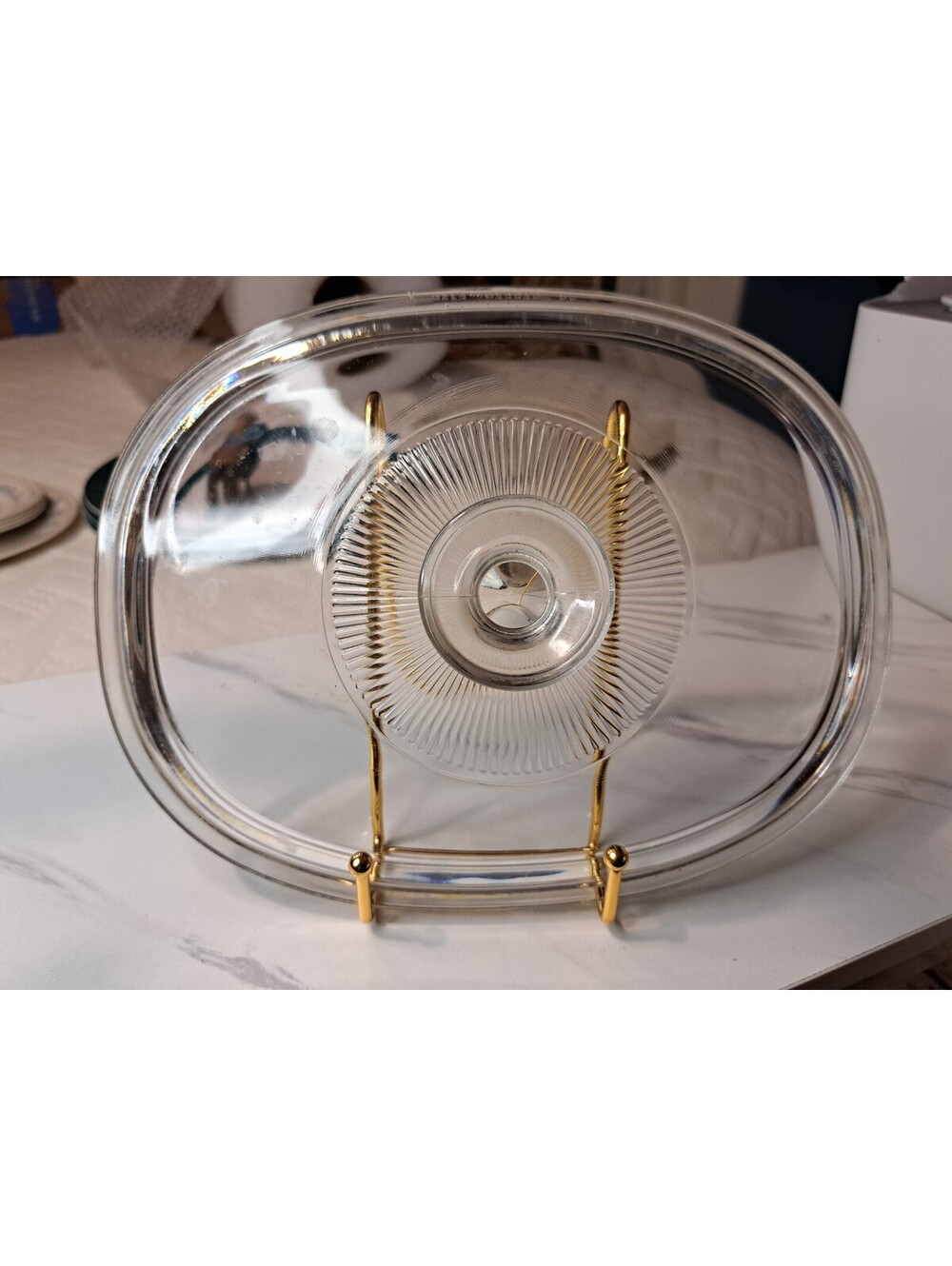 Vintage Pyrex Oblong Oval Casserole Lid F-12C/F12C Dome Starburst Knob